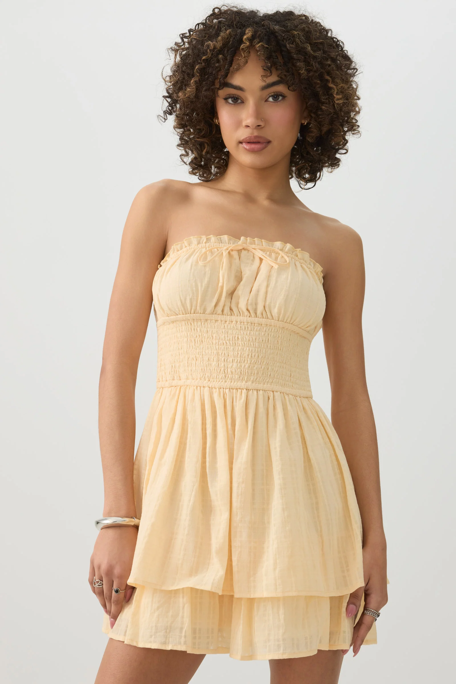 Smocked Strapless Mini Dress - Image 4